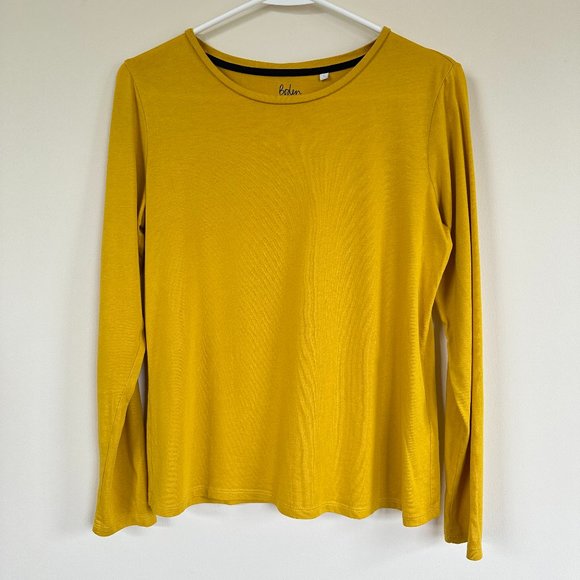 Boden Tops - Boden Women's T-Shirt Super Soft Long Sleeve Crew Neck Yellow Sz SMALL